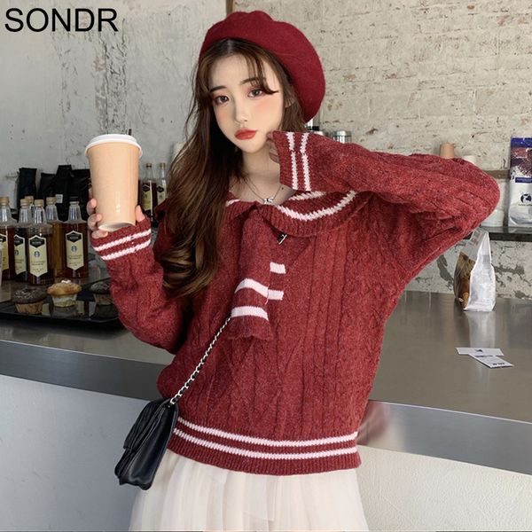 autumn winter women pullover sweater korean long sleeve knitting sweet cute kawaii lady navy collar casual loose sweaters, White;black
autumn winter women pullover sweater korean long sleeve knitting sweet cute kawaii lady navy collar casual loose sweaters, White;black