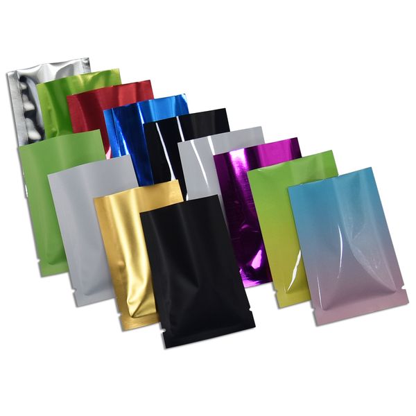 200pcs/lot glossy aluminum open vacuum pouch heat seal food vacum bag matte colored mylar foil packing sample bags q1218
200pcs/lot glossy aluminum open vacuum pouch heat seal food vacum bag matte colored mylar foil packing sample bags q1218