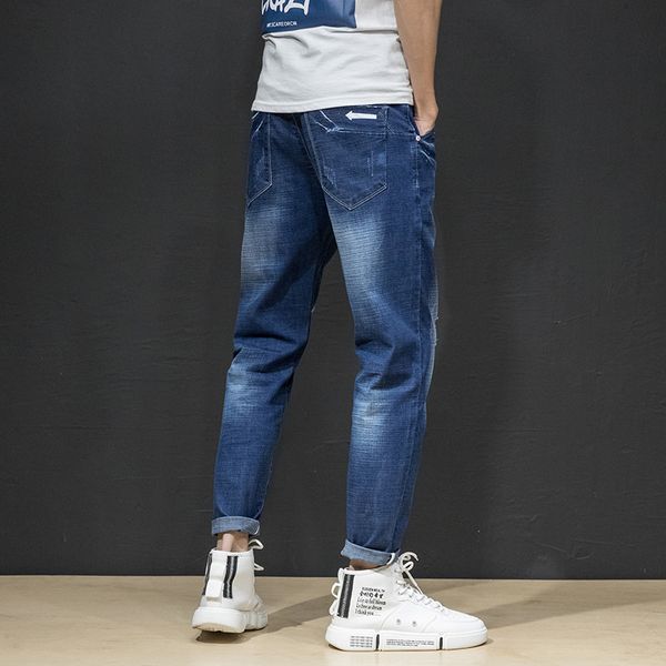 2019 new 9-point-hole men's fashion brand slim elastic personality beggar jeans korean trend, Blue
2019 new 9-point-hole men's fashion brand slim elastic personality beggar jeans korean trend, Blue