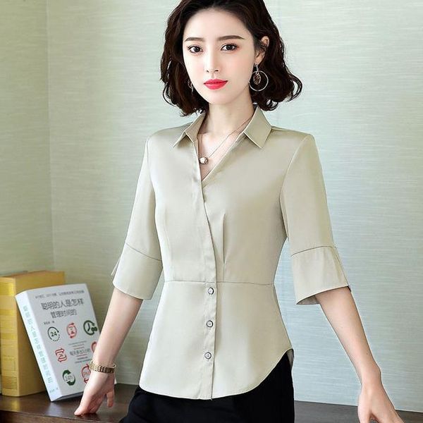 fashion women's spring summer style blouse women's casual half-sleeved v-neck slim-fit office ladies shirts, White
fashion women's spring summer style blouse women's casual half-sleeved v-neck slim-fit office ladies shirts, White