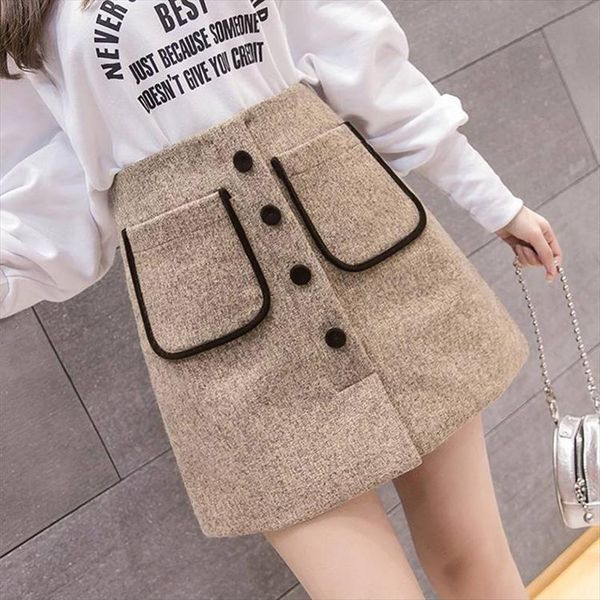 fashion 2020 autumn winter short woolen skirt women elegant button pocket mini skirts female a line wool faldas saia jupe femme, Black
fashion 2020 autumn winter short woolen skirt women elegant button pocket mini skirts female a line wool faldas saia jupe femme, Black