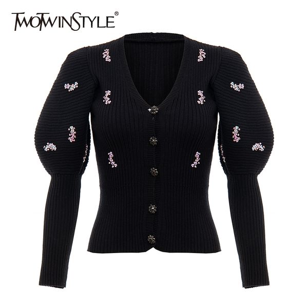 twotwinstyle patchowrk sequined caidigans for women v neck puff sleeve slim black sweaters female new tide clothing autumn 201030, White;black
twotwinstyle patchowrk sequined caidigans for women v neck puff sleeve slim black sweaters female new tide clothing autumn 201030, White;black