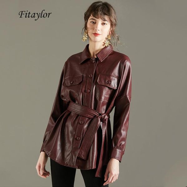 fitaylor women faux soft leather loose jacket single breasted turndown collar biker overcoat female street outerwear with belt, Black
fitaylor women faux soft leather loose jacket single breasted turndown collar biker overcoat female street outerwear with belt, Black