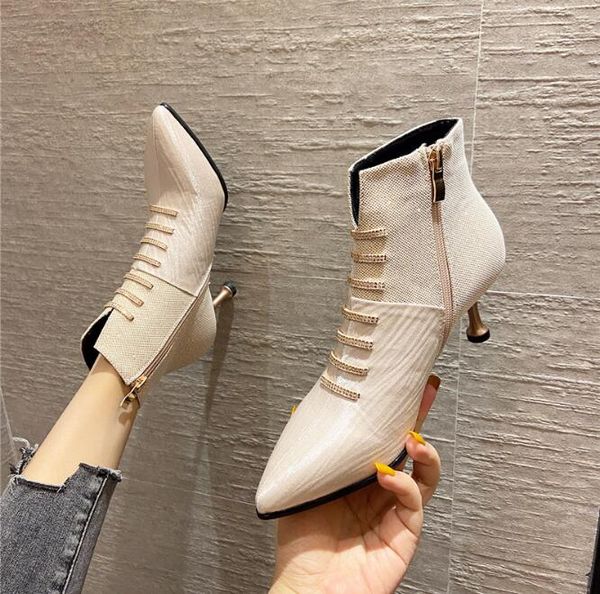 nude boots 2020 autumn and winter new high heels pointed toe stiletto women's ankle boots, Black
nude boots 2020 autumn and winter new high heels pointed toe stiletto women's ankle boots, Black
