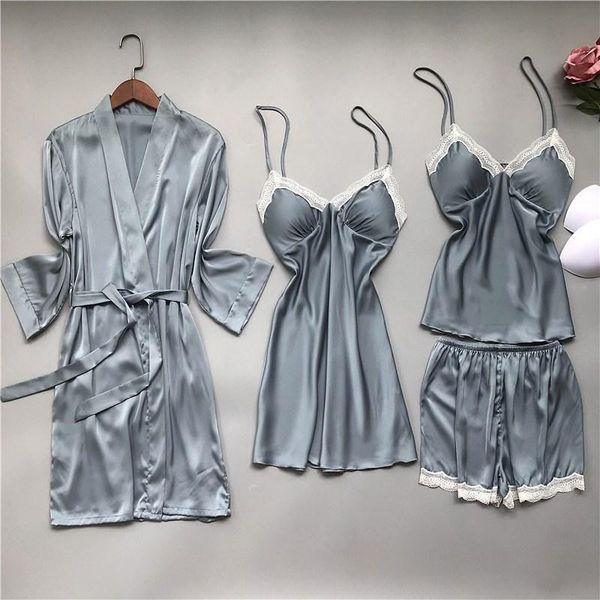 autumn lace women's robe & gown sets bathrobe night dress 4 four pieces sleepwear womens robe sets silk femme lingerie, Black;red
autumn lace women's robe & gown sets bathrobe night dress 4 four pieces sleepwear womens robe sets silk femme lingerie, Black;red