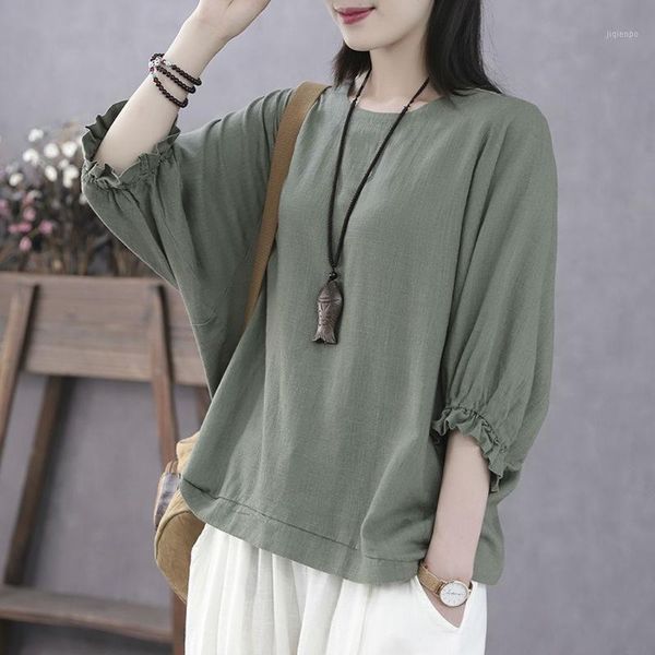 women's blouses & shirts fashion vintage solid blouse shirt o-neck loose tee casual 2021 summer ladies female women half sleeve blu, White
women's blouses & shirts fashion vintage solid blouse shirt o-neck loose tee casual 2021 summer ladies female women half sleeve blu, White