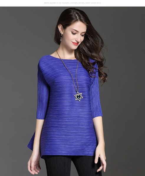 50wqz spring and autumn new life 4 sleeve versatile coat t-shirt wear simple pleated t-shirt trendy large loose 7 pleated women's ehp, White 
50wqz spring and autumn new life 4 sleeve versatile coat t-shirt wear simple pleated t-shirt trendy large loose 7 pleated women's ehp, White