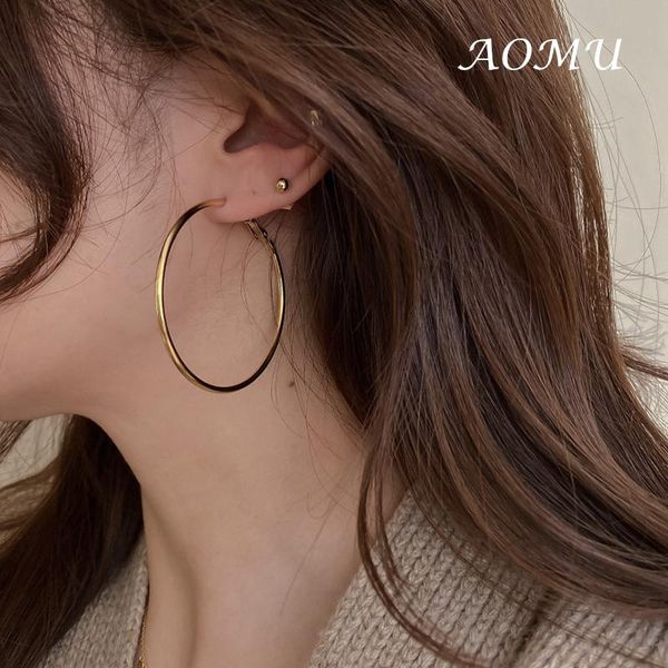 aomu 2020 new simple geometry round different sizes fine metal gold color silver color big hoop earrings for women party jewelry, Golden;silver
aomu 2020 new simple geometry round different sizes fine metal gold color silver color big hoop earrings for women party jewelry, Golden;silver