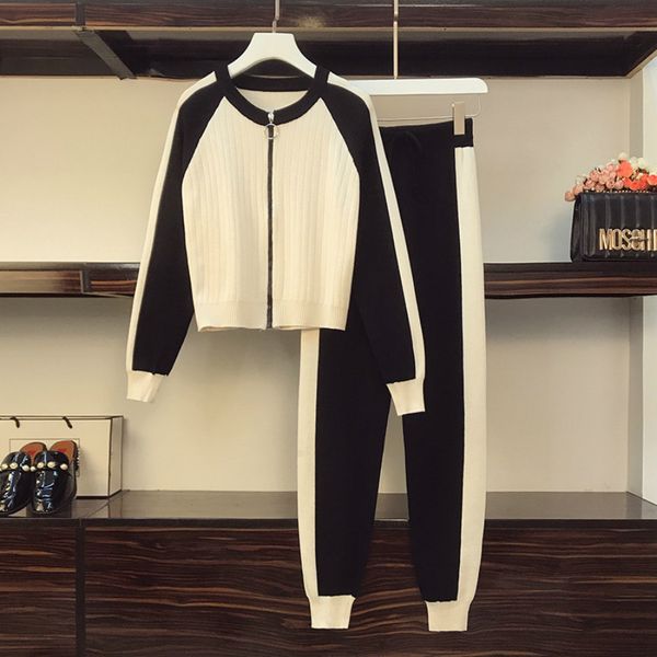fashion women's tracksuits 20fw autumn style plus size women's slim knit sweater casual suit trend clothing plus size l-4xl, White
fashion women's tracksuits 20fw autumn style plus size women's slim knit sweater casual suit trend clothing plus size l-4xl, White