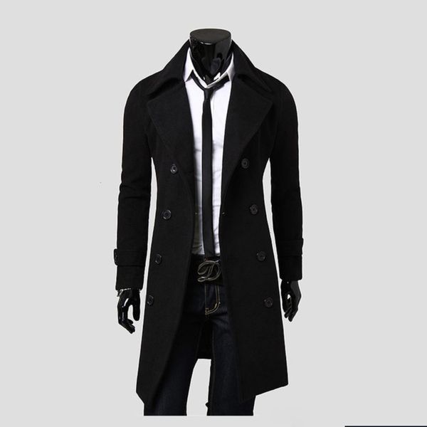 new double breasted long windbreaker men's fashion urban woolen overcoat men, Tan;black
new double breasted long windbreaker men's fashion urban woolen overcoat men, Tan;black
