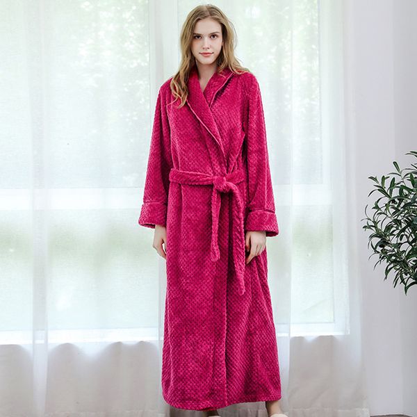2021 new women's autumn winter long nightgown flannel thicken female sleepwear solid fluffy v neck with sashes style bathrobe 1gjy, Black;red 
2021 new women's autumn winter long nightgown flannel thicken female sleepwear solid fluffy v neck with sashes style bathrobe 1gjy, Black;red