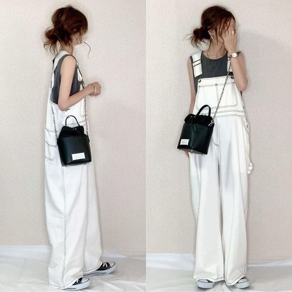white women long jumpsuits summer korean janpan 2020 casual straight female rompers pockets plain loose jumpsuits, Black;white
white women long jumpsuits summer korean janpan 2020 casual straight female rompers pockets plain loose jumpsuits, Black;white