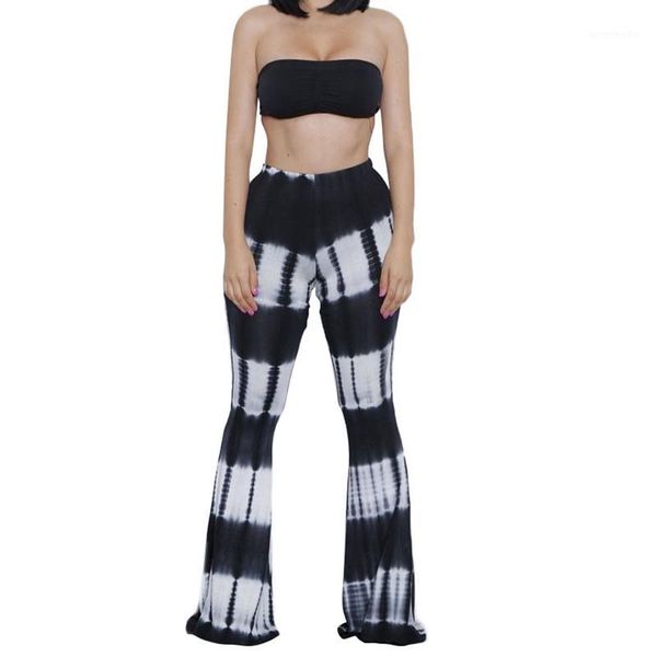 women summer fashion tie dye sleeveless two-piece casual clothing set crop bell-bottom pants j1-1 l1, White
women summer fashion tie dye sleeveless two-piece casual clothing set crop bell-bottom pants j1-1 l1, White
