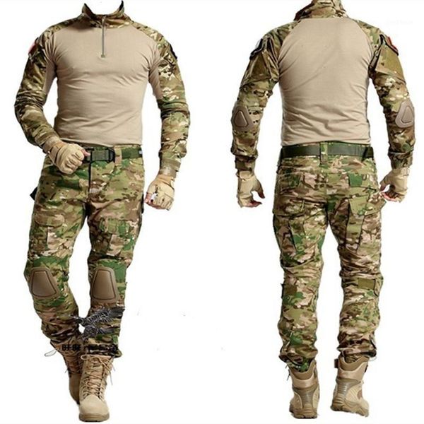 hunting sets outdoor fishing men cs army combat shirt + camouflage pants knee pads tactical uniform clothes suits1, Camo 
hunting sets outdoor fishing men cs army combat shirt + camouflage pants knee pads tactical uniform clothes suits1, Camo