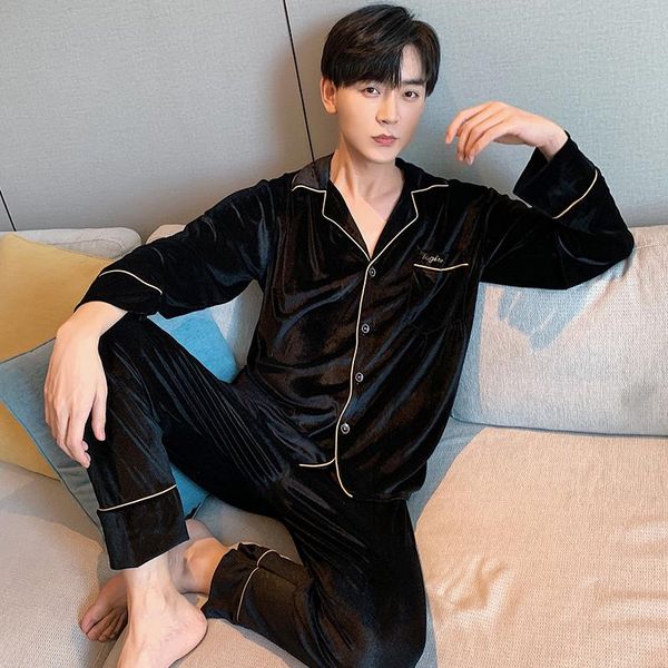 men's sleepwear thicken warm gold velvet men pyjamas plus size 4xl 5xl long sleeve home wear winter boy flannel pajama set leisure, Black;brown
men's sleepwear thicken warm gold velvet men pyjamas plus size 4xl 5xl long sleeve home wear winter boy flannel pajama set leisure, Black;brown