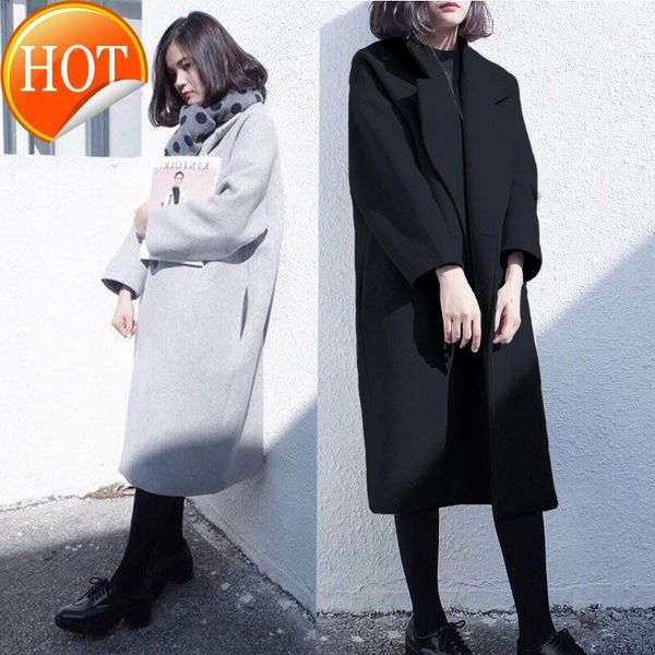lady loose women long office wool blend coat turn-down collar cashmere jacket single button solid ladies coats1, Black
lady loose women long office wool blend coat turn-down collar cashmere jacket single button solid ladies coats1, Black