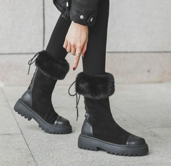 snow boots women's 2020 winter new british style and velvet mid-tube cotton boots to keep warm and lace up boots, Black
snow boots women's 2020 winter new british style and velvet mid-tube cotton boots to keep warm and lace up boots, Black