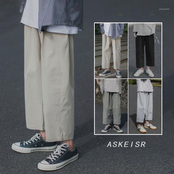 2020 four seasons men's casual loose straight pants homme male ankle length midweight elastic waist solid color plus size s-2xl1, Black 
2020 four seasons men's casual loose straight pants homme male ankle length midweight elastic waist solid color plus size s-2xl1, Black