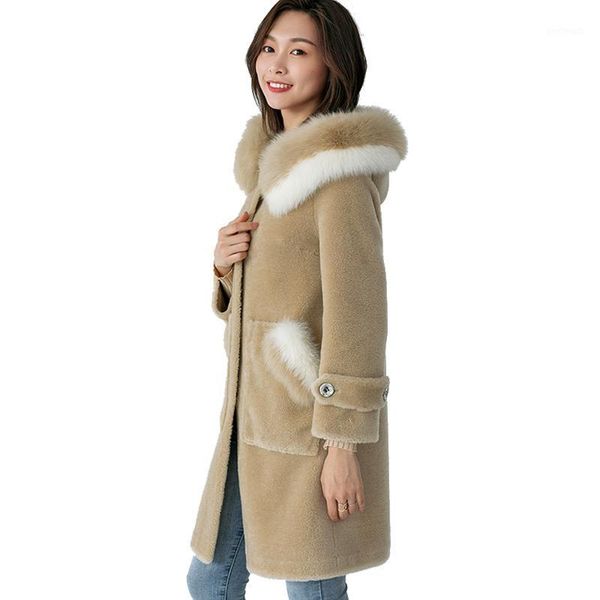 women's fur & faux real coat hooded wool jacket autumn winter women clothes 2021 sheep shearling manteau femme hiver zt10311, Black
women's fur & faux real coat hooded wool jacket autumn winter women clothes 2021 sheep shearling manteau femme hiver zt10311, Black