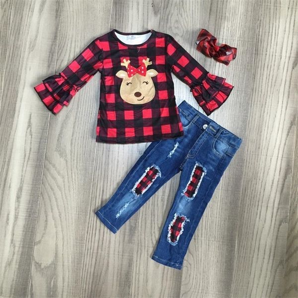 baby children christmas outfits elk deer tee jeans pants girls boutique clothes with bow y200325, White
baby children christmas outfits elk deer tee jeans pants girls boutique clothes with bow y200325, White