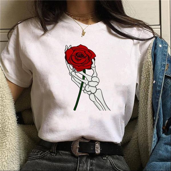 women t shirt cartoon rose printed tshirt fashion t shirt harajuku summer short sleeves femme tees shirts, White
women t shirt cartoon rose printed tshirt fashion t shirt harajuku summer short sleeves femme tees shirts, White