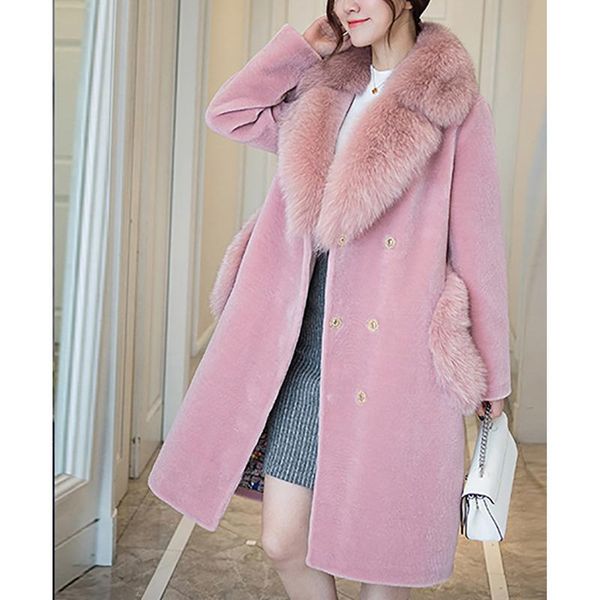 autumn winter women faux wool coats with fur collar medium long solid jackets pockets long sleeve casual ladies overcoat fashion, Black
autumn winter women faux wool coats with fur collar medium long solid jackets pockets long sleeve casual ladies overcoat fashion, Black