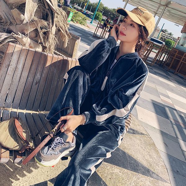 gold velvet leisure sports assembly nightgown loosely korean style student sets of two pieces women's clothes spring and fine autumn tf, Gray
gold velvet leisure sports assembly nightgown loosely korean style student sets of two pieces women's clothes spring and fine autumn tf, Gray