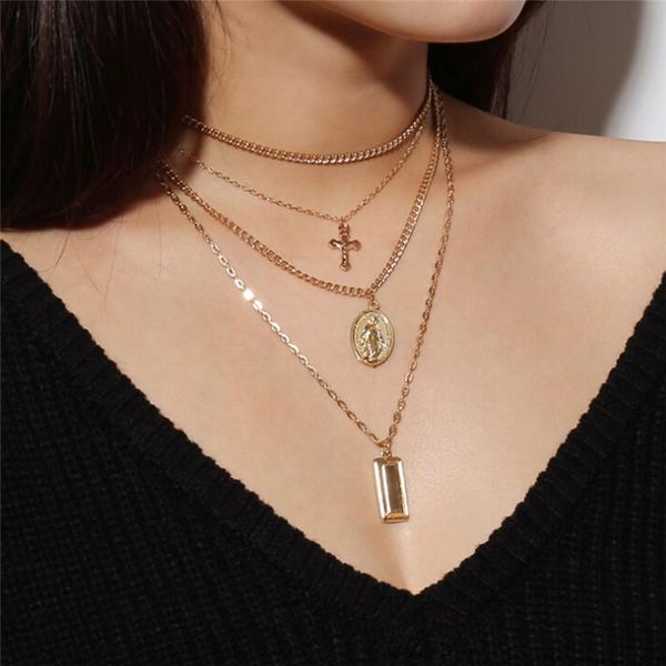 pendant necklaces goddess catholic choker necklace multilayer cross virgin mary chain christian neckalce collier for women jewelry, Silver
pendant necklaces goddess catholic choker necklace multilayer cross virgin mary chain christian neckalce collier for women jewelry, Silver