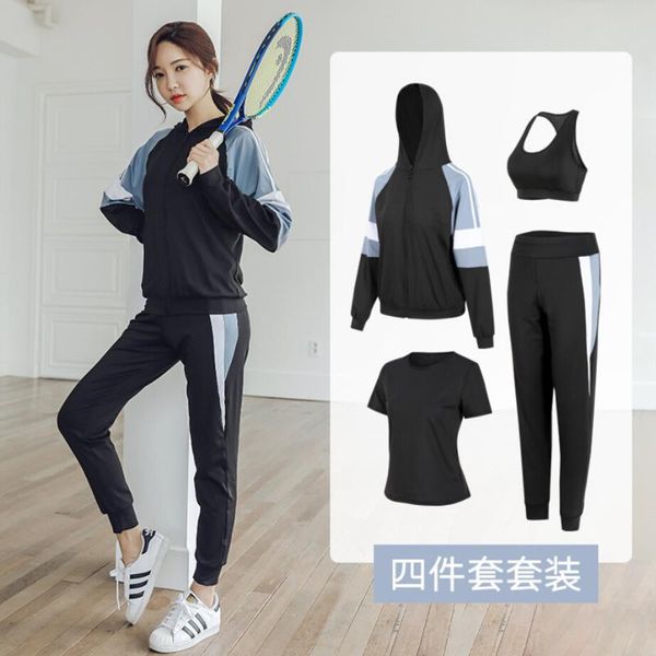 yoga outfits outdoor sports running women 4 piece set quick dry suits fitness gym hooded coats+bra+t shirt+pants training clothing, White;red 
yoga outfits outdoor sports running women 4 piece set quick dry suits fitness gym hooded coats+bra+t shirt+pants training clothing, White;red