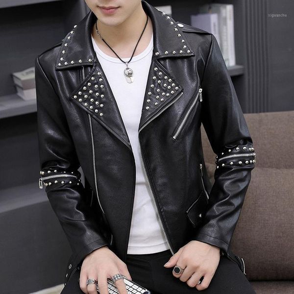 2020 new autumn men slim turn-down collar motorcycle biker coat pu leather male punk streetwear rivet faux leather jacket k1581, Black
2020 new autumn men slim turn-down collar motorcycle biker coat pu leather male punk streetwear rivet faux leather jacket k1581, Black