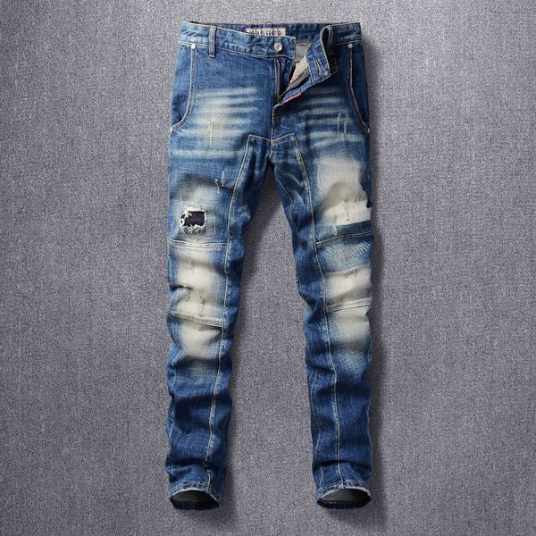 2021 new italian fashion men jeans retro blue slim fit spliced designer ripped denim trousers streetwear hip hop biker pants xs
2021 new italian fashion men jeans retro blue slim fit spliced designer ripped denim trousers streetwear hip hop biker pants xs