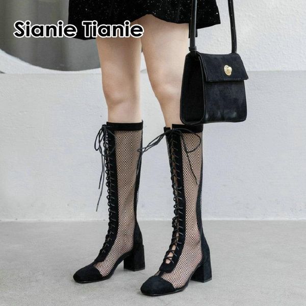 boots sianie tianie 2021 spring summer air mesh lace-up high heels hallow cut out woman ankle knee with holes, Black
boots sianie tianie 2021 spring summer air mesh lace-up high heels hallow cut out woman ankle knee with holes, Black
