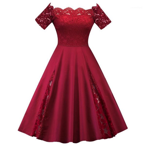 plus size 5xl lace panel off shoulder dress women vintage party dress robe femme 2020 ladies pin up retro dresses vestidos1, Black;gray
plus size 5xl lace panel off shoulder dress women vintage party dress robe femme 2020 ladies pin up retro dresses vestidos1, Black;gray