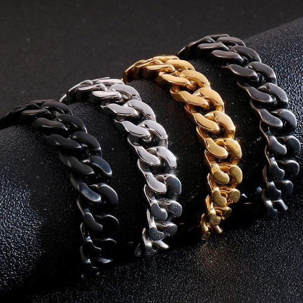 link, chain 13mm golden stainless steel bracelet men curb link mens bracelets 2021 heavy massive wrist hand jewellery gifts for man, Black
link, chain 13mm golden stainless steel bracelet men curb link mens bracelets 2021 heavy massive wrist hand jewellery gifts for man, Black