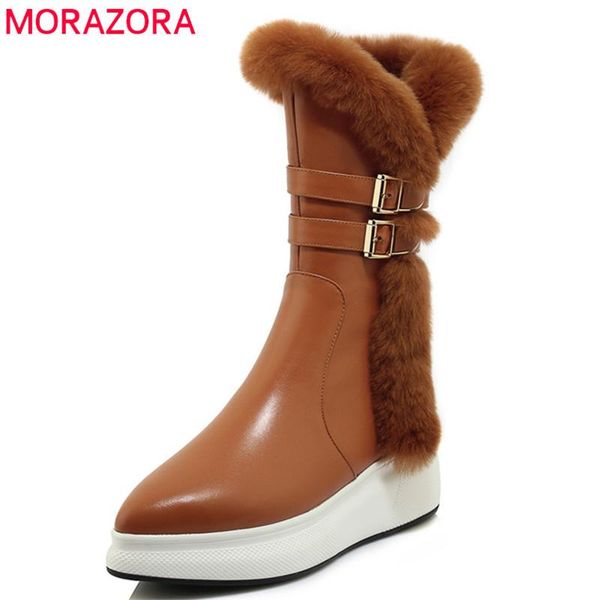 boots morazora 2021 arrival ankle women pointed toe genuine leather winter warm snow comfortable flat shoes, Black
boots morazora 2021 arrival ankle women pointed toe genuine leather winter warm snow comfortable flat shoes, Black