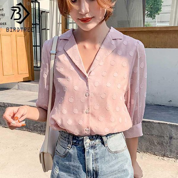 women's dot chiffon blouse 2020 summer notched korean style single-breasted half sleeve female shirt t04203k1, White
women's dot chiffon blouse 2020 summer notched korean style single-breasted half sleeve female shirt t04203k1, White