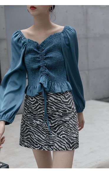 bubble sleeves shirt women spring and autumn v-neck elastic ruffled waist solid casual sweet korean style blouse short clothing1, White
bubble sleeves shirt women spring and autumn v-neck elastic ruffled waist solid casual sweet korean style blouse short clothing1, White
