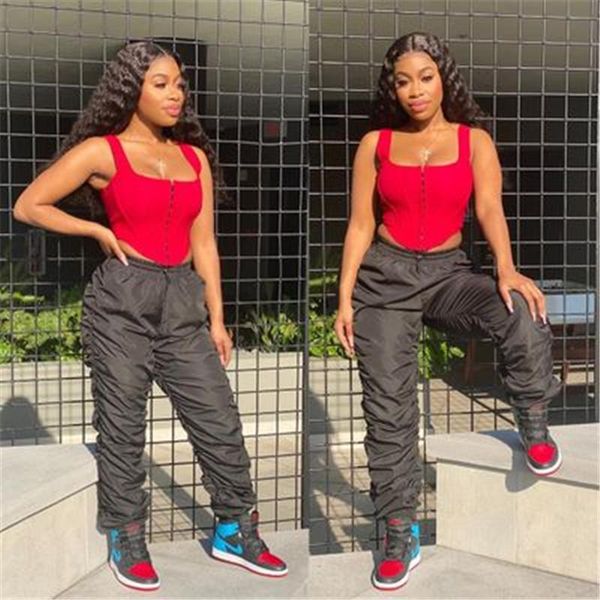 womens folds hip trousers fashion trend solid color mid waist pants designer autumn new female elastic waist casual loose trousers, Black;white
womens folds hip trousers fashion trend solid color mid waist pants designer autumn new female elastic waist casual loose trousers, Black;white