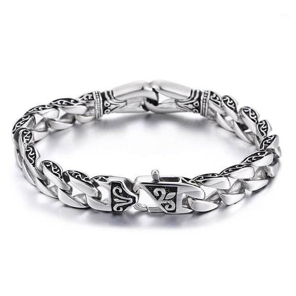 retro chain link bracelet for men amazing stainless steel men's wristband fashion male jewelry 8.3inch1, Black
retro chain link bracelet for men amazing stainless steel men's wristband fashion male jewelry 8.3inch1, Black
