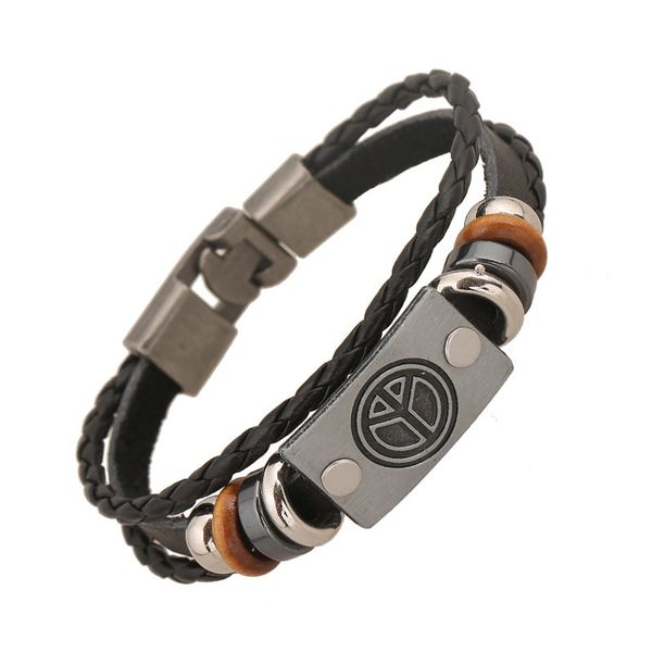 trendy peace symbol multi-elements handmade cowhide bangles good quality braided leather bracelets for women men wrist jewelry, Golden;silver
trendy peace symbol multi-elements handmade cowhide bangles good quality braided leather bracelets for women men wrist jewelry, Golden;silver
