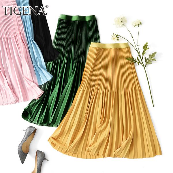 tigena elegant slim midi skirt women korean fashion knee length a line elastic high waist pleated skirt female yellow green pink y1214, Black
tigena elegant slim midi skirt women korean fashion knee length a line elastic high waist pleated skirt female yellow green pink y1214, Black