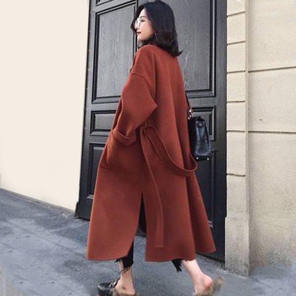 a beautiful women's wool coat, a long and basic back coat, large wool coat, wholesale, new winter style, Tan;black