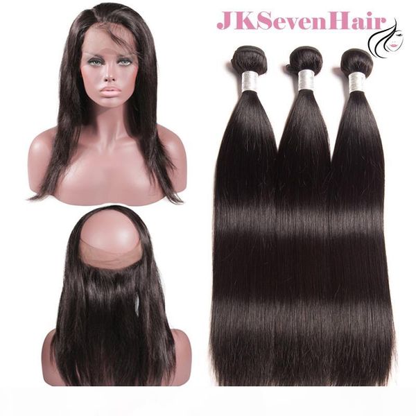 straight brazilian virgin human hair 3 bundles with 360 lace frontal wig indian peruvian malaysian remy hair wefts with 130 density, Black
straight brazilian virgin human hair 3 bundles with 360 lace frontal wig indian peruvian malaysian remy hair wefts with 130 density, Black