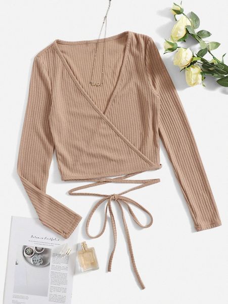 wrap criss cross self tie ribbed knit h32q#, White
wrap criss cross self tie ribbed knit h32q#, White