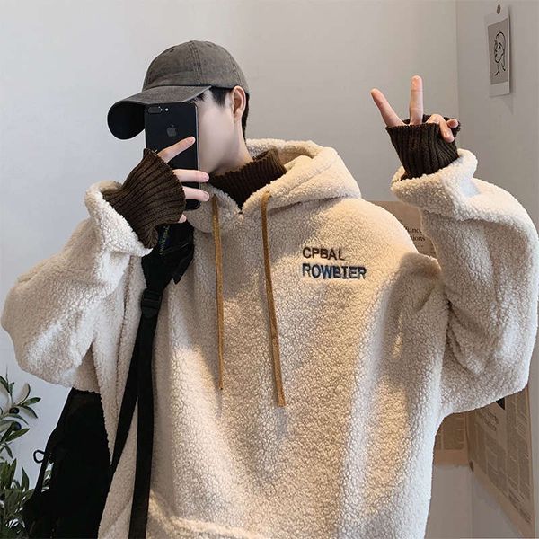 sweater men's cashmere thickened autumn hooded winter loose student trend ins couple lamb wool coat, Black
sweater men's cashmere thickened autumn hooded winter loose student trend ins couple lamb wool coat, Black