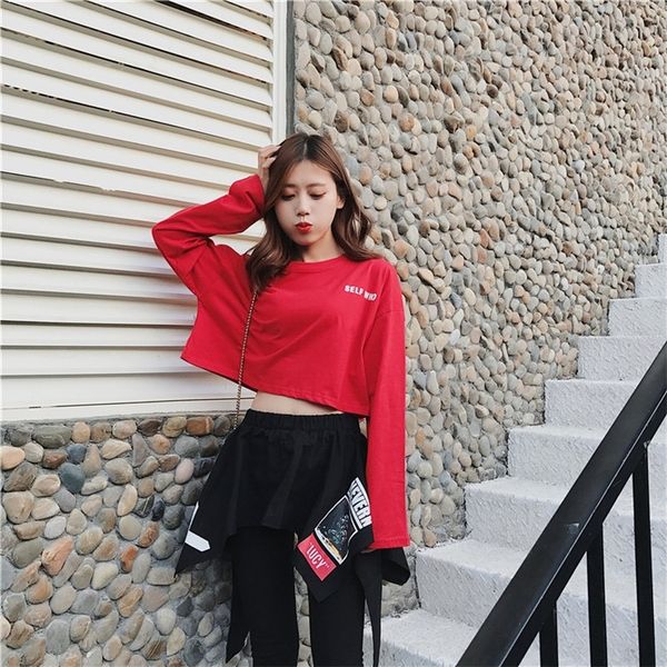 bn6d1 street dance costume women's neck and winter super long sleeve loose autumn short letter printed round sweater sweater sweater, Black
bn6d1 street dance costume women's neck and winter super long sleeve loose autumn short letter printed round sweater sweater sweater, Black