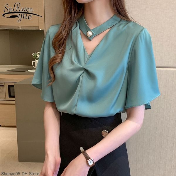 new korean style v-neck short sleeve shirt for women office lady solid color chiffon blouse women blusas summer 9607 y200828, White
new korean style v-neck short sleeve shirt for women office lady solid color chiffon blouse women blusas summer 9607 y200828, White