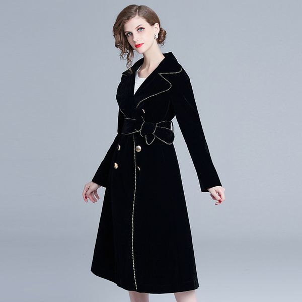 women velvet coat long velvet coats modern lady trench coat black long sleeve belted winter jacket 201103
women velvet coat long velvet coats modern lady trench coat black long sleeve belted winter jacket 201103