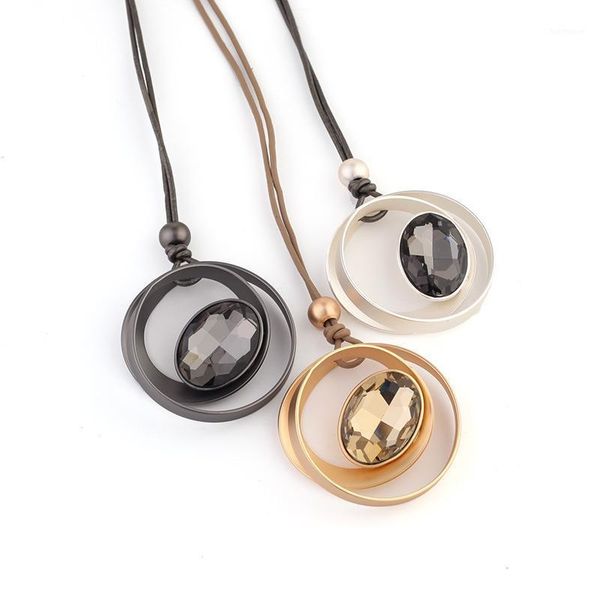 two circle pendant necklace for women luxury crystal long necklaces sweater chain gothic jewelry1, Silver
two circle pendant necklace for women luxury crystal long necklaces sweater chain gothic jewelry1, Silver
