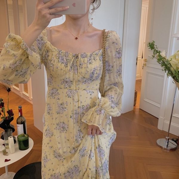 loyok french romantic 2020 dress dress new style elegant square collar floral chiffon long rbdca spring, Black;gray
loyok french romantic 2020 dress dress new style elegant square collar floral chiffon long rbdca spring, Black;gray
